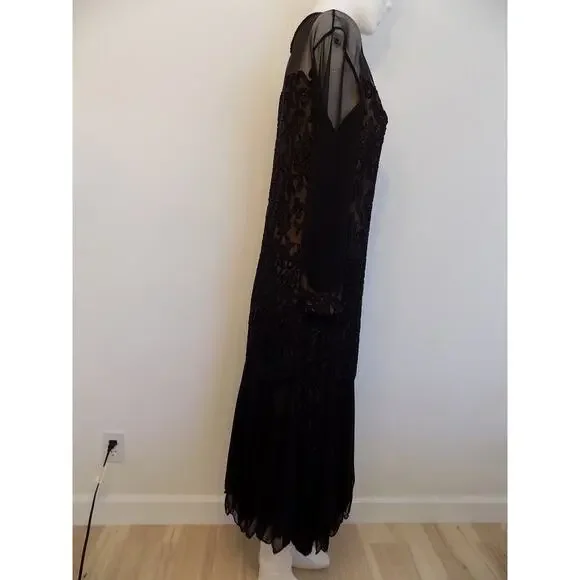 Vintage Judith Ann Creations black silk beaded evening wear cocktail size Medium - Picture 6 of 12